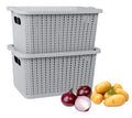 2 Pack Vegetable Storage Set, Potato Onion Garlic Kitchen Canisters Keeper Containers With Aerating Holes And Lid, Box Tin Handle