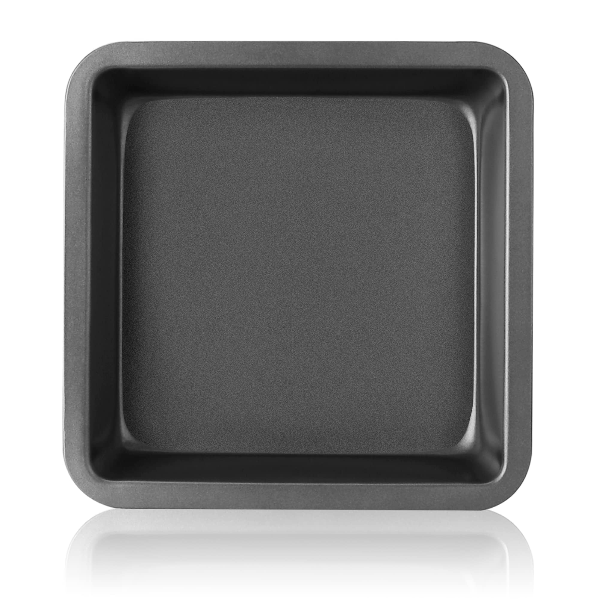 TERRIFI Cake Baking Pan, 2Pcs 8'' x 8'' Square Nonstick Metal Brownie Pan with Wide Grips, Dishwasher Safe - 8 Inch, Dark Grey