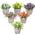 6pcs Artificial Potted Flower Plants, Indoor Mini Plastic Plants, Fake Topiary Shrubs Greenery Fake Potted Flowers for Home,Office,Room Table,Desk Table Decoration,Exquisite New House Gift