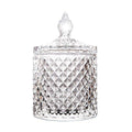 Home Decorative Candy Jar Candy Dish Candy Buffet Storage Container Clear Crystal Diamond Faceted Jar with Crystal Lid-Large-16 OZ