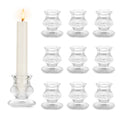 SYOSI Glass Taper Candle Holders, 10PCS Clear Candle Holder Candlestick Holders, Crystal Ribbed Candle Sticks Holder Decor for Table Centerpiece Wedding Advent Wreath Christmas Thanksgiving Dinner