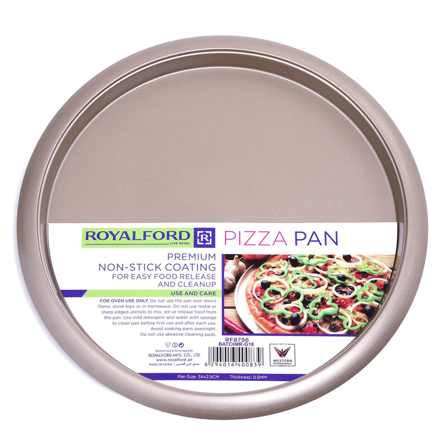 Royalford Non Stick Pizza Crisper Tray for Oven, 32 cm, Pizza Oven Baking Tray, Easy Bake Round Base Layer Oven Tray