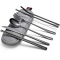 Portable Stainless Steel Flatware, Travel Camping Cutlery Set, with a Waterproof Case, 7 Pieces