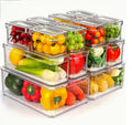 14 Pack Fridge Organizers and Storage, Stackable Refrigerator Organizer Bins with Lids, BPA-Free Produce Fruit Storage Containers for Fridge Organizers, for Food, Drinks, Vegetable