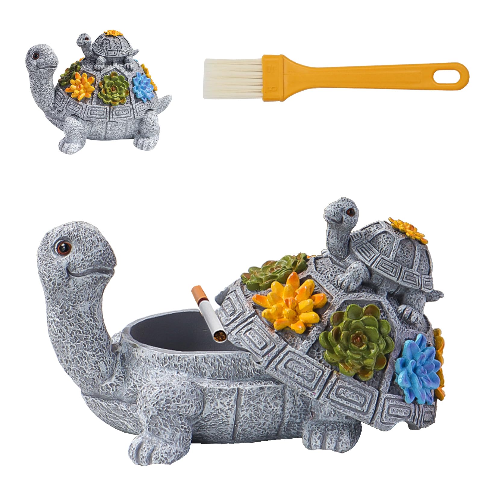 Ashtray,Outdoor Ashtray with Lid with Cute Turtle Decor Smokeless Waterproof Ash Tray For Cigarettes Waterproof And Windproof Smokeless Ashtray Patio Decorative Fancy Ash Tray Patio Decorative Fancy