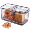 Bread Box for Kitchen Countertop, Airtight Loaf Bread Storage Container, Time Recording Bread Keeper with Lid, Bread Holder Bin for Homemade Bread, Bun, Bagel, Loaf
