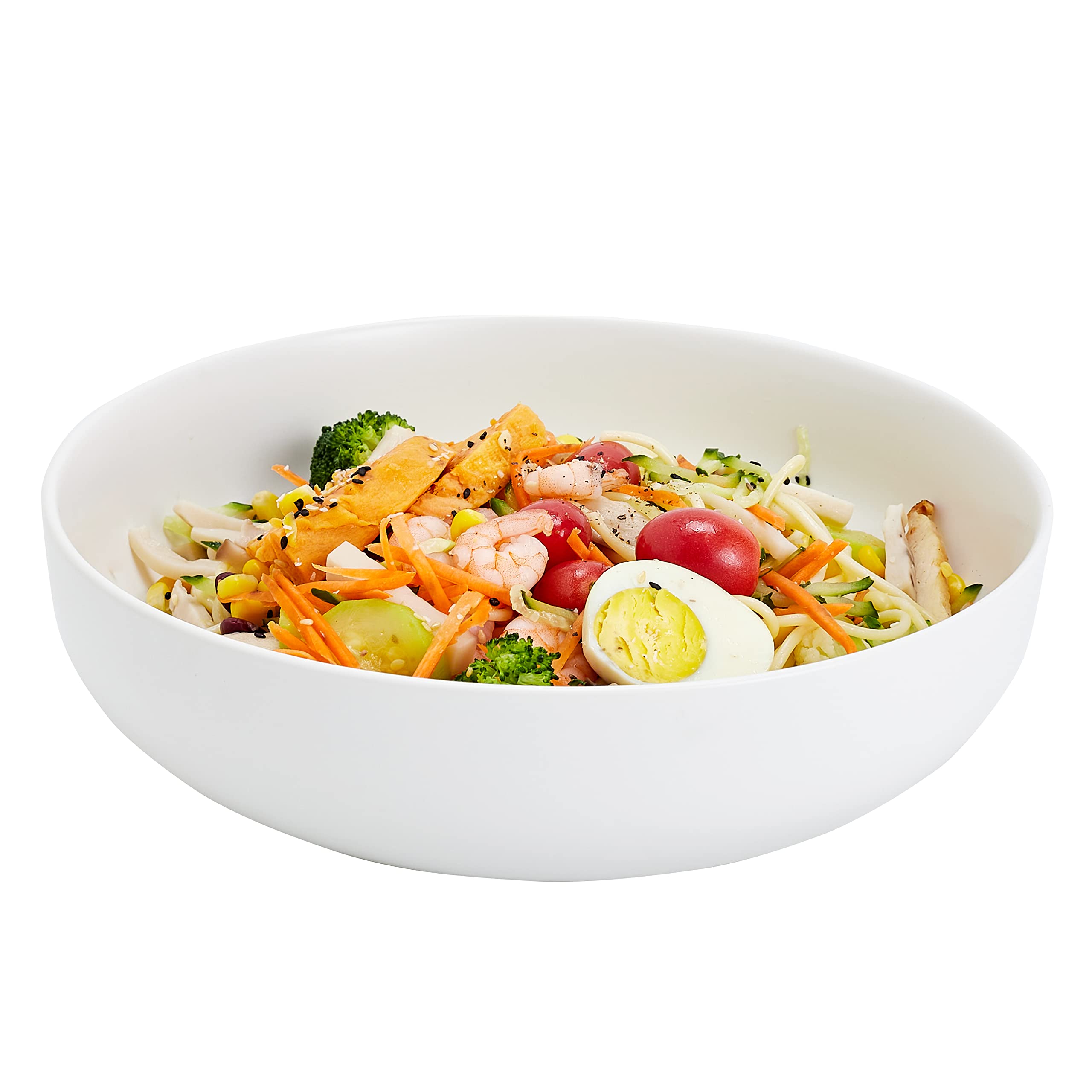 Large Serving Bowl 25 cm, Salad Bowl 2.8 Litre, White Porcelain Pasta Bowl, Sturdy Soup, Matte, for Home Kitchen, Microwave and Dishwasher Safe (White)