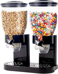 Cereal Dispenser 3.5Litre Classic Dry Food Canister, Dry Food Dispenser Control Storage Container, Great for Cornflakes, Candy, Nuts, Beans, Granola - Kitchen Storage Dispenser (Black, Dual)