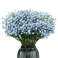 Blue Artificial Babies Breath Flowers, 10pcs Real Touch Fake Gypsophila Bouquets for Rustic Wedding Party DIY Home Office Table Decoration