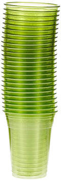 Fun® Clear Plastic Juice Cup 8oz Clear Olive/Green - Ideal for iced coffee, smoothies, Bubble Boba tea, milkshakes, frozen cocktails, water, sodas, juices, snacks, dessert and more (Pack of 25)