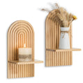Boho Wall Decor Set of Two: NUPTIO Natural Wood Candle Sconces - Mounted Candles Holder for Bathroom Decorations Bedroom Kitchen Living Room