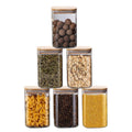Glass Storage Jars with Airtight Bamboo Lid, Clear Glass Food Storage Containers Kitchen Canisters for Coffee,Candy,Cookie,Rice,Sugar,Flour,Pasta,Nuts and Spice Jars