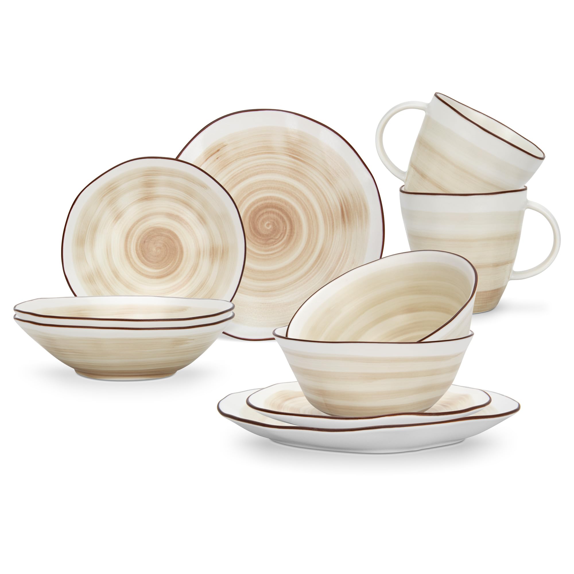 Fissman Dinnerware Sets, 10-Piece Porcelain Dinner Set Glide Series | Earthy Gradient Design Bowl, Plates, Mugs | Non Slip| Dishwasher Safe | Kitchen Dinnerware for 5 People