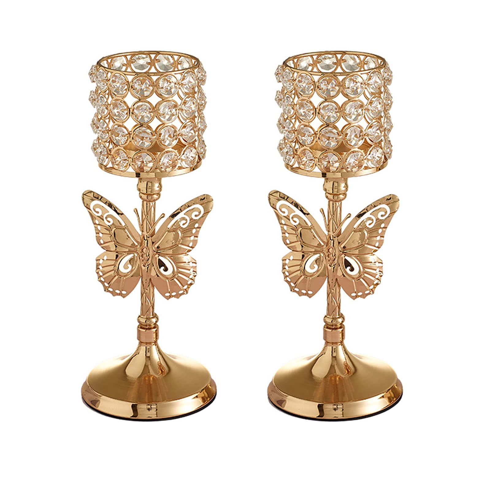 Gold Crystal Cylinder Candle Holders,Cylinder Ornaments for Living Room,Crystal Tea Light Candle Holders for Wedding Coffee Table Decorative Centerpieces/Home Accessories/Wedding