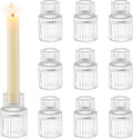 SYOSI Glass Candle Holder for Candlestick, 10Pcs Clear Small Tapered Candle Holder Wedding Decor Table Centerpiece Bulk for Candle Sticks Party Living Room Dinner Advent