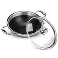 Milton Pro-Cook Kadhai 24 cm – Triply Hexa Tech Stainless Steel Kadhai with Glass Lid, 3-Layer Cookware, Induction & Gas Stove Compatible, Easy to Clean – Silver