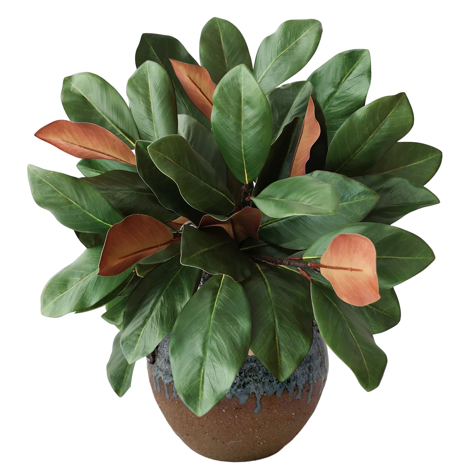Magnolia Leaves 3D Artificial Magnolia Stems Branches for Vase Real Touch Fake Greenery Leaf Faux Stems for Indoor Outdoor Decor Fake Twigs for Home Office Table Decoration(6Pcs, 18'') (Green)