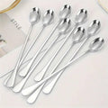 Stainless Steel, Long Handle Spoons, Set of 8-Durable, Mixing, Stirring, Coffee, Iced Tea, Milkshakes, Cocktails, Desserts, Cold Drinks, Kitchen Utensils
