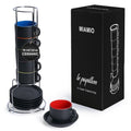MIAMIO - 6 x 75 ml Stoneware Espresso Mug/Cup Set Outside Black Inside Colourful (Mixed)