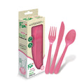 Fun Bio'd Disposable Cutlery Set- Spoon, Fork & Knife - Blush Pink (Pack of 18)