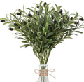 6Pcs Fake Olive Tree Branches Faux Olive Branches Artificial Olive Branches with Lifelike Fruits Faux Plant for Home Bedroom Office Bathroom Farmhouse Room House Decor Indoor Outdoor