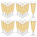mwellewm 50 Pcs Champagne Flutes, Disposable Clear Glasses, 5oz Wine Glasses, Assemble Plastic Cups for Party Wedding Cocktail (50 Pcs Clear)