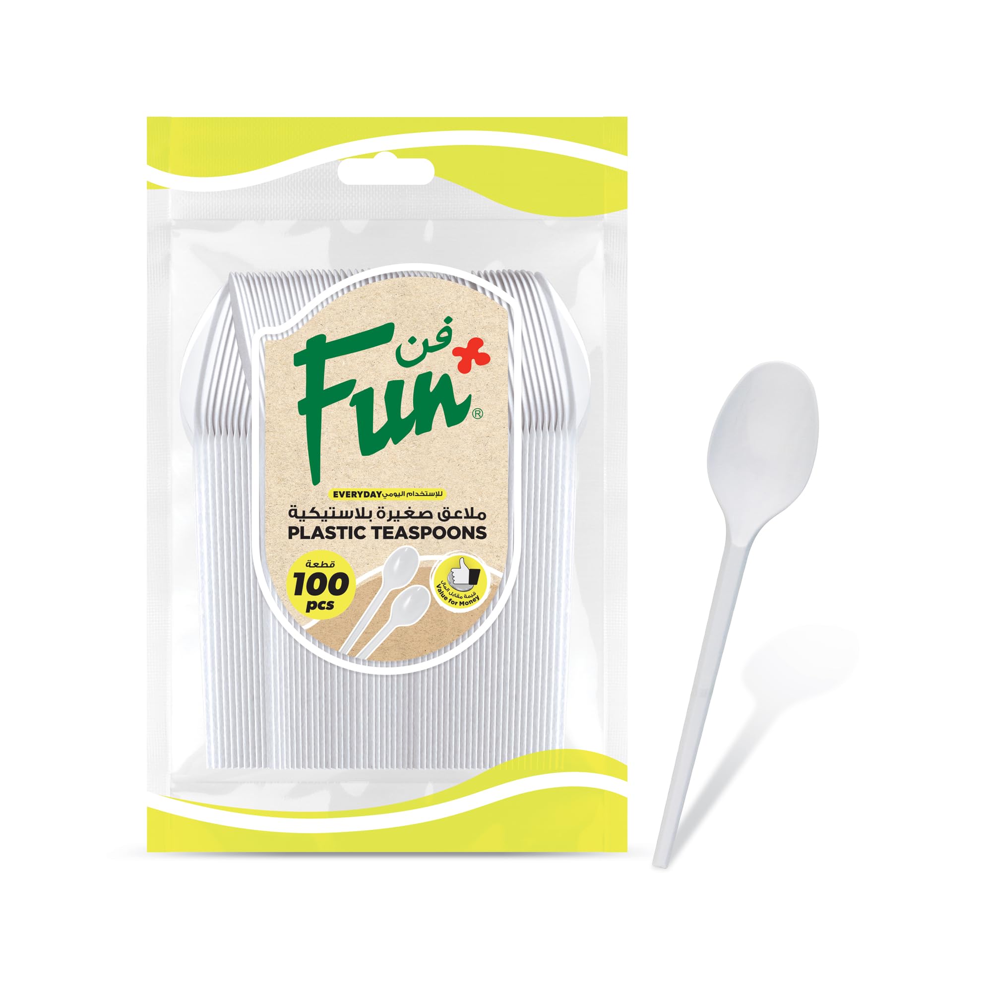 Fun Fun® Everyday Disposable Plastic Teaspoon Set 5 Inch - White - Pack Of 100