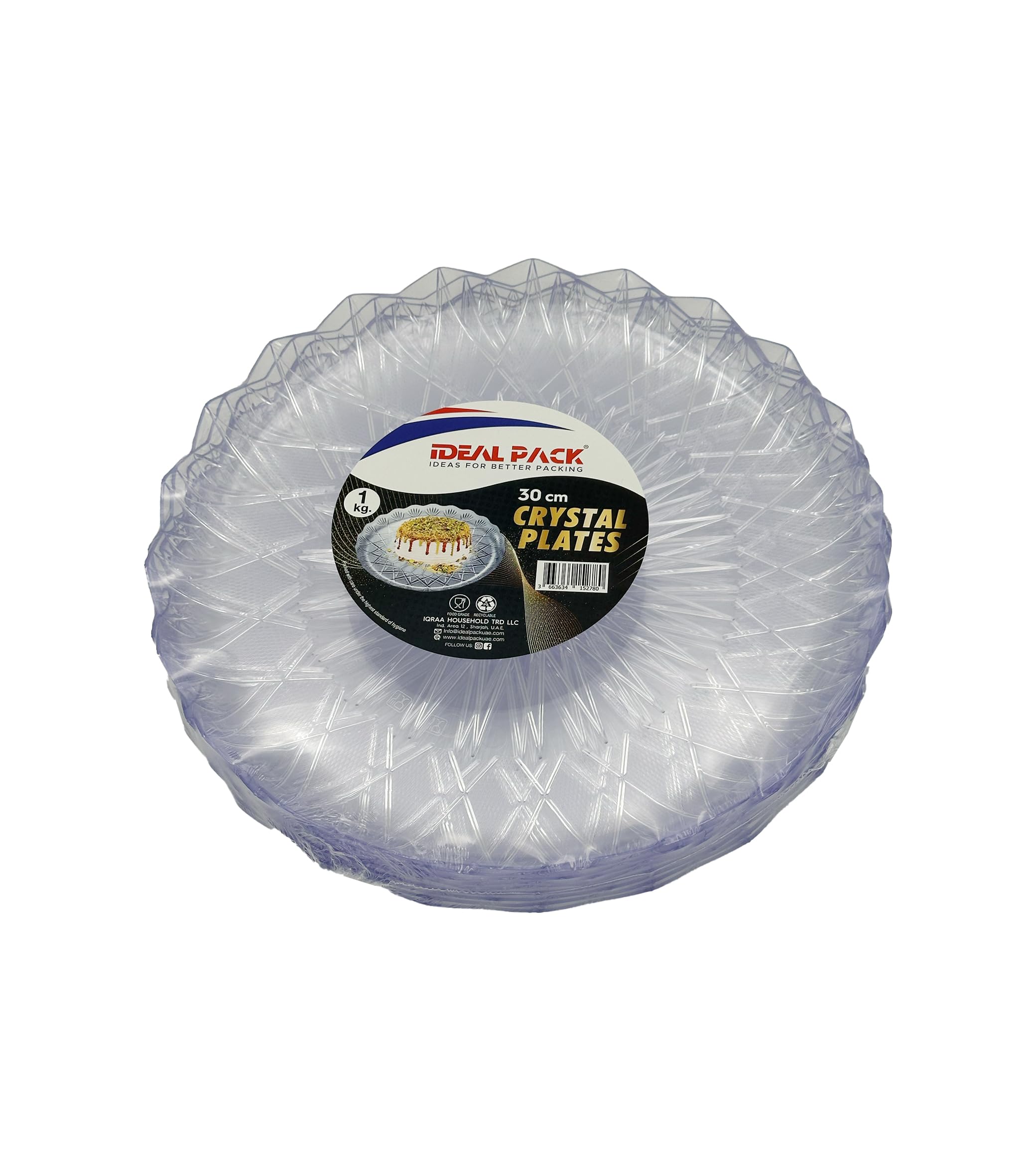 Crystal-Look Plastic Plates – 30 cm | Clear Disposable Plates | 1 Kg Pack | Elegant & Durable Plastic Plates for Parties, Events, Buffets, and Catering