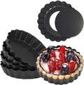 X spring Round Nonstick Quiche Pan, 6 PCS 10cm Mini Tart Pans with Removable Bottom, Heavy Duty Carbon Steel for Easy Release and Cleaning, Perfect for Pies, Cakes, Dessert Baking