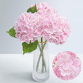 Real Touch Pink Hydrangea Artificial Flowers with 50cm Stem & Leaves, Full Latex Faux Hydrangea Flowers for Home Decor Party Floral Arrangements Wedding Bouquets Centerpieces, 3Pcs