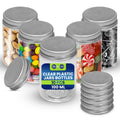 SNH Packing 10 Pieces 100ml Clear Plastic Jars Bottles with Silver Ribbed Lids - Leak Proof Plastic Containers for Kitchen, Spices Container Set, Cosmetics, DIY Crafts, and More