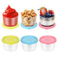 Azonee 6Pcs Small Food Containers with Lids, 160ML Plastic Snack Pots, Airtight Kitchen Food Container Reusable Stackable Pots for Lunch, Microwave, Freezer Safe and Dishwasher (Yellow, Blue, Pink)