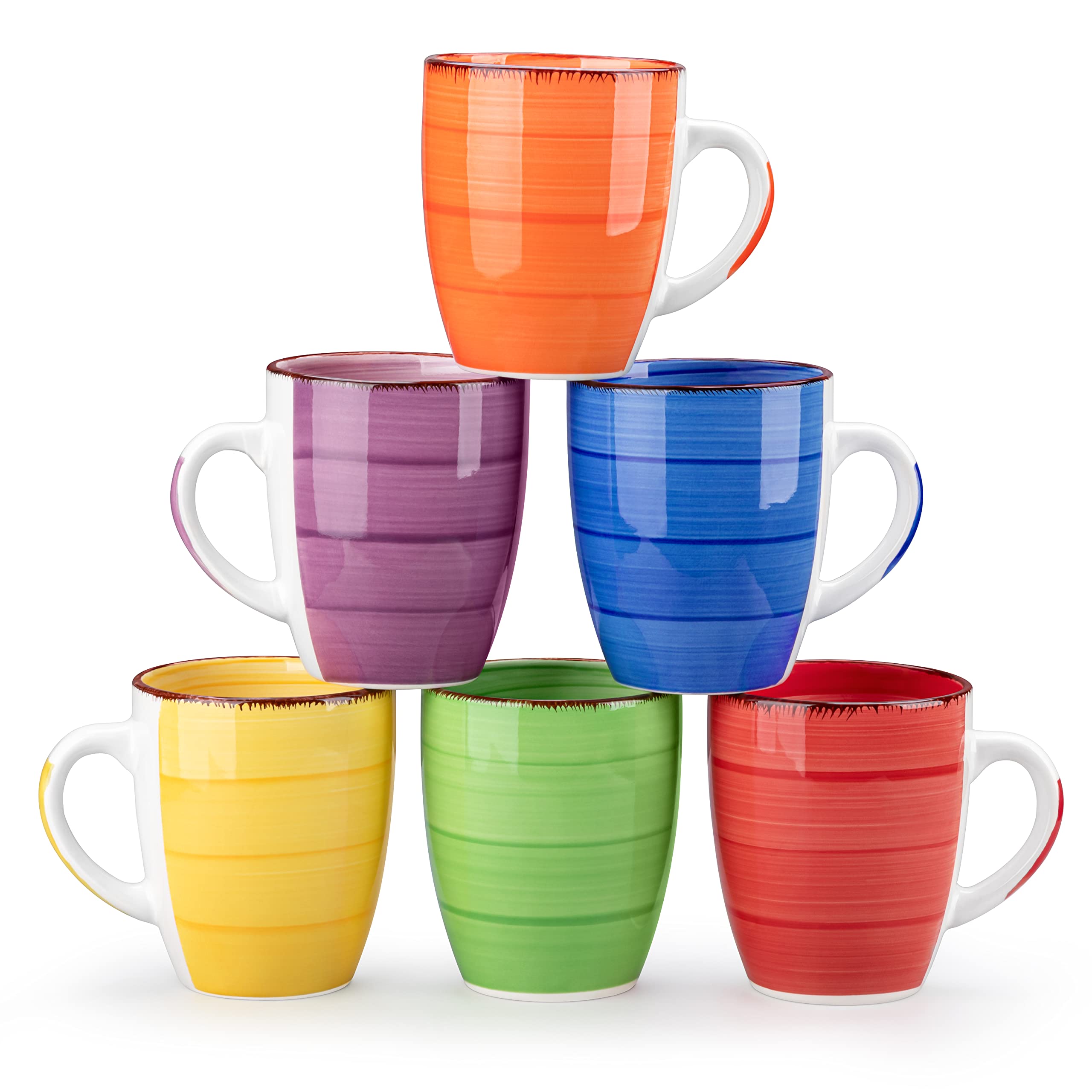 vancasso 6 * 360ML Bonita Multicolour Set of 6 Mugs, Stoneware Coffee Mugs, Hot Cocoa Coffee Cups.