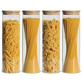 Glass Storage Jar with Bamboo Lids,Set of 4,Kitchen Food Storage Containers,Glass Cereals Canisters for Pantry Organization and Storage Containers Moisture Proof for Sugar, Coffee, Tea (2200ML)…