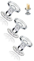 Glass Candle Holders Set of 3 pcs for Pillar & Taper Candles, Elegant Decorative Candle Sticks for Weddings, Churches, Holidays, and Table Centerpieces
