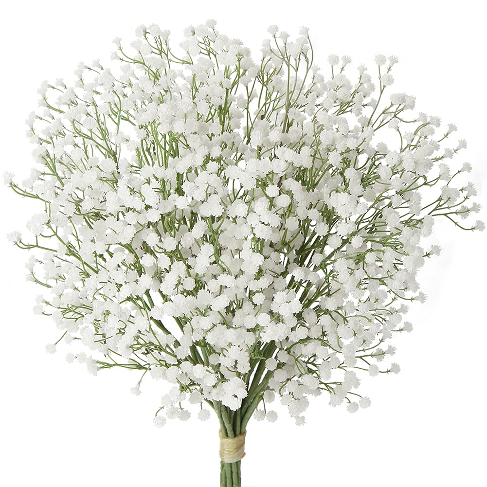 10 Pack Baby's Breath Artificial Flowers Bulk 3 Branches Faux Baby Breath Plastic Flowers Fake Gypsophila Flower Arrangement for Crafts Fake Flowers Bouquet for Wedding Home Decor White Baby Breath