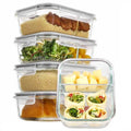 Vtopmart 5 Pack 33oz Glass Meal Prep Containers with Snap Locking Lids, 2 Compartments Food Storage Containers for Microwave, Oven, Fridge and Dishwasher