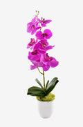 Orchid Plant Artificial Flower With Vase Indoor Decoration Flowers - Purple