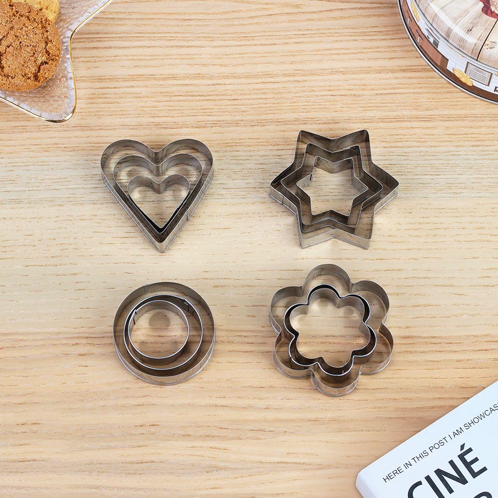 Chef's Delight 12-Piece Stainless Steel Cake Mold Set – Durable, Non-Rust Bakeware for Perfect Cakes & Desserts, Easy to Clean