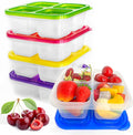 Premify 5 Pack Bento Lunch Box | Reusable Snack Boxes with 4 Compartments | Stackable Food Storage Containers | Plastic Divided Storage Boxes | Meal Prep Container | Freezing/Microwave/Dishwasher