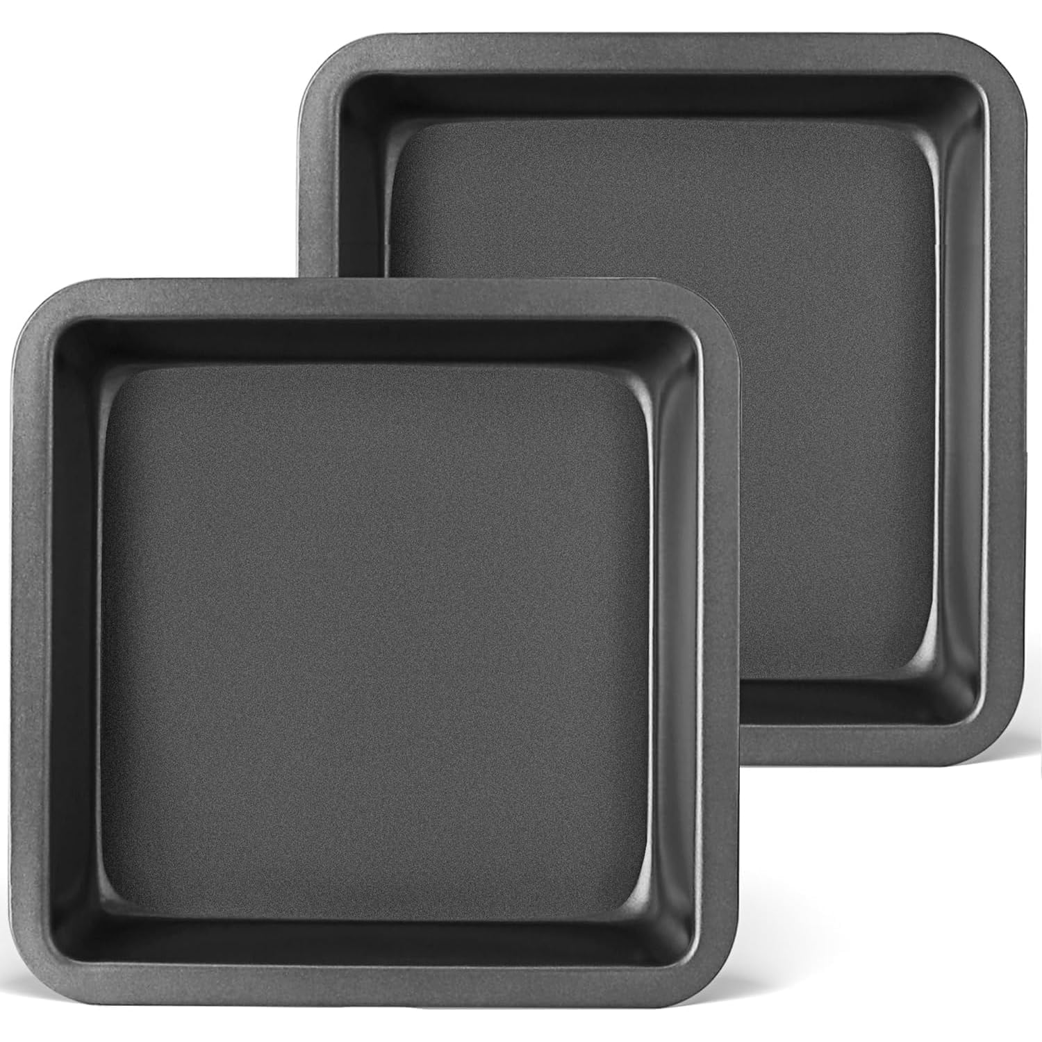 Joyzzz Cake Baking Pan, 2 PCS 22.5×22.5×4.5cm Durable Square Cake Pans, 8 Inch Easy to Clean Nonstick Heavy Carbon Steel Bakeware, Metal Brownie Pan for Making Scrumptious Dinner and Deserts