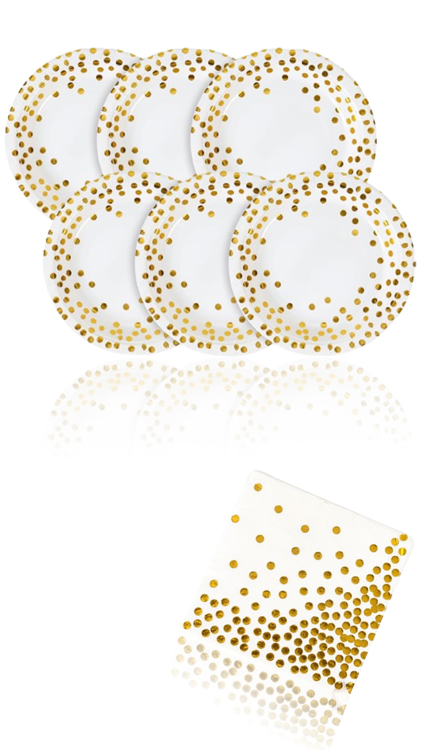 Sweet seven 100 Count Gold Rim Paper Plates and Napkins Set - 50 x 7 Inch Plates, 50 x 6.5 Inch Napkins - Disposable Party Supplies Kit for Weddings, Birthdays, and All Occasions
