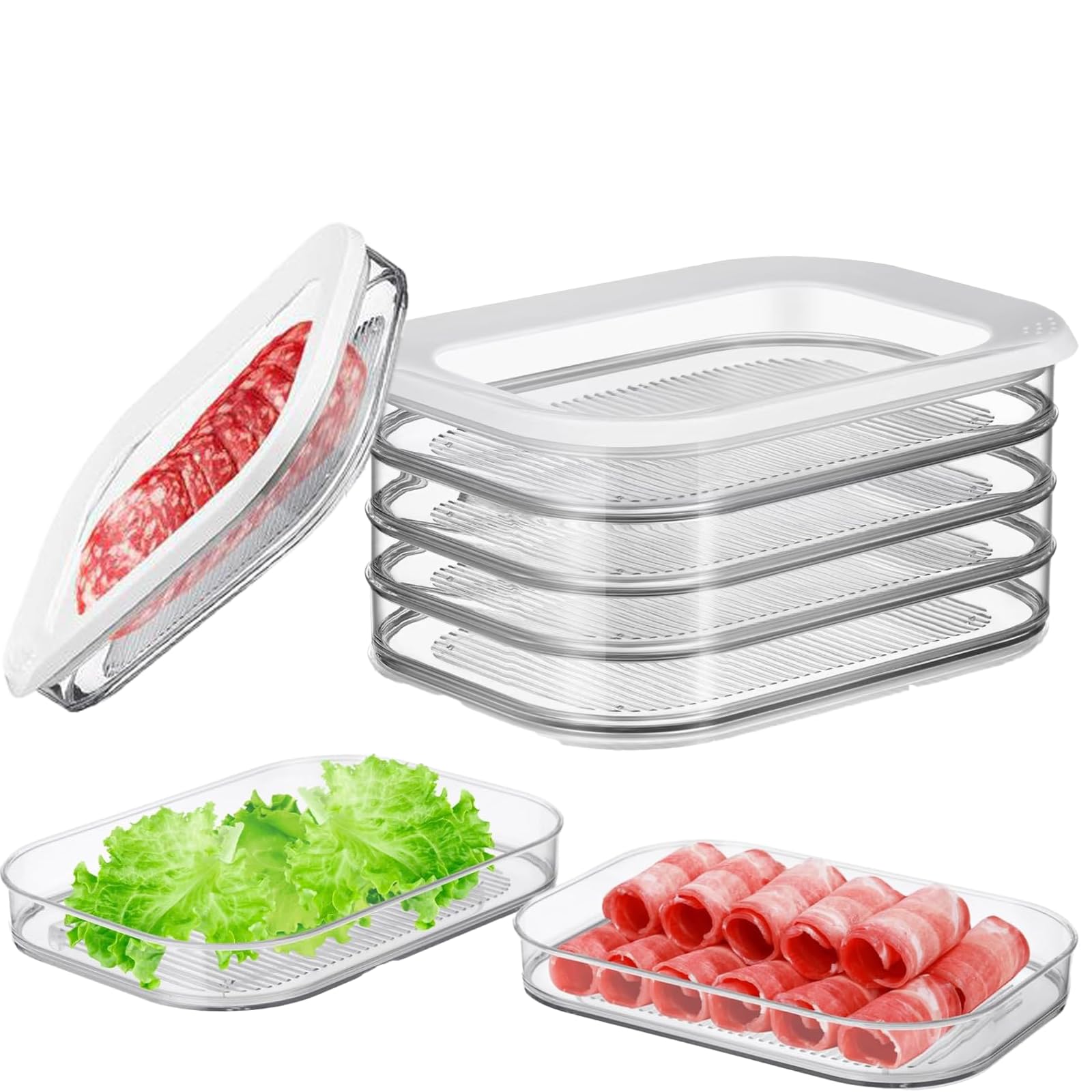 4 Layer Refrigerator Meat Box,Stackable Deli Meat Container for Refrigerator, Airtight BPA-Free Tritan Lunch Meat Storage Box with Lid for Cold Cuts, Salami, Ham, Cheese - Dishwasher Safe?