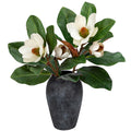 Artificial Magnolia Floral Stems 2PCS 19.7” Tall Faux Magnolia Silk Flowers Bouquet Fake Greenery Branches for Home Wedding Arrangements Table Vase Centerpieces Rustic Decor