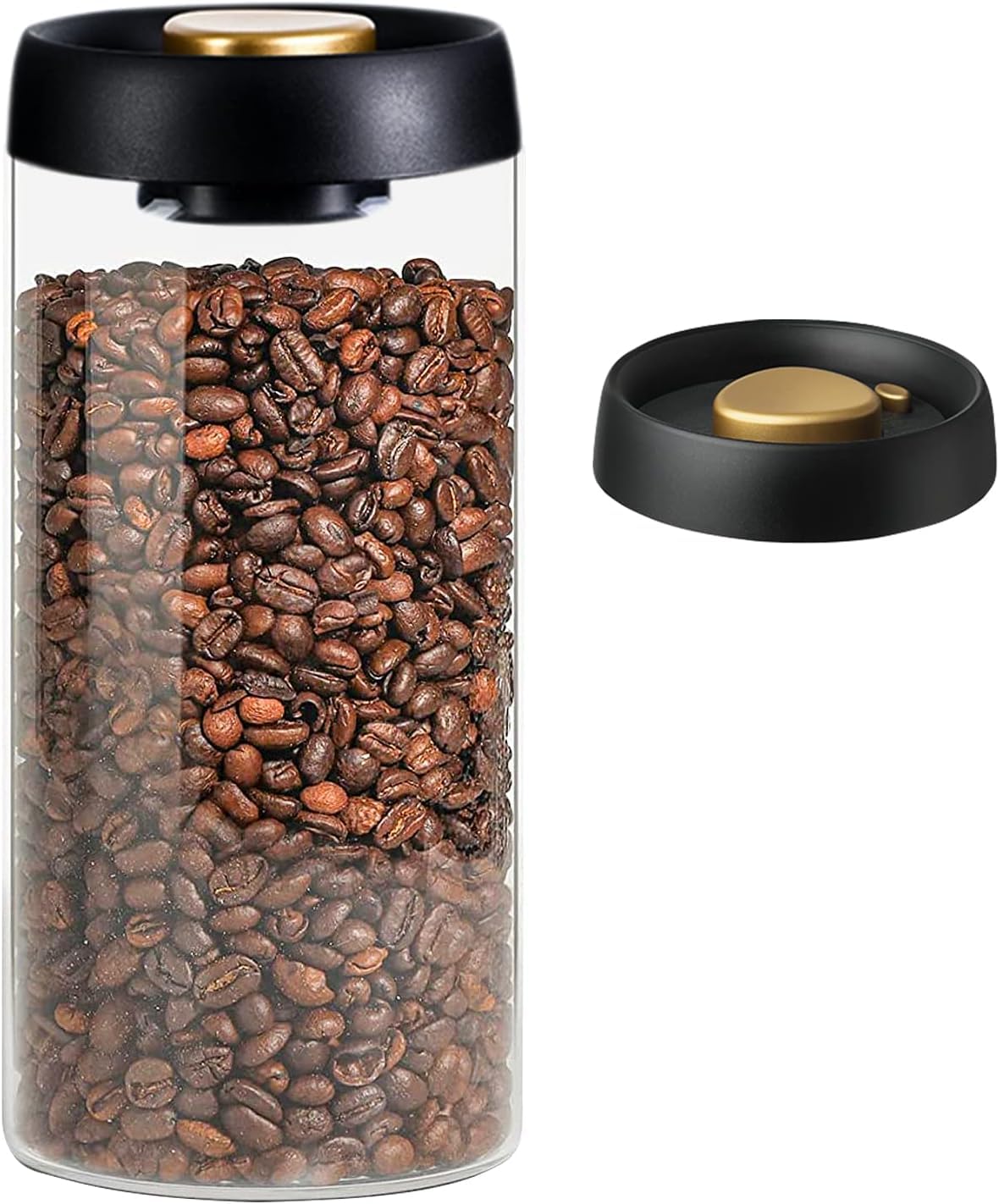Borosilicate Glass Kitchen Storage Jars, Coffee Canisters with Airtight Lid Seal, Food Storage Containers - Perfect for Coffee Beans, Tea, Sugar, Candy, Spices, Rice (1800ml/60 Ounces)