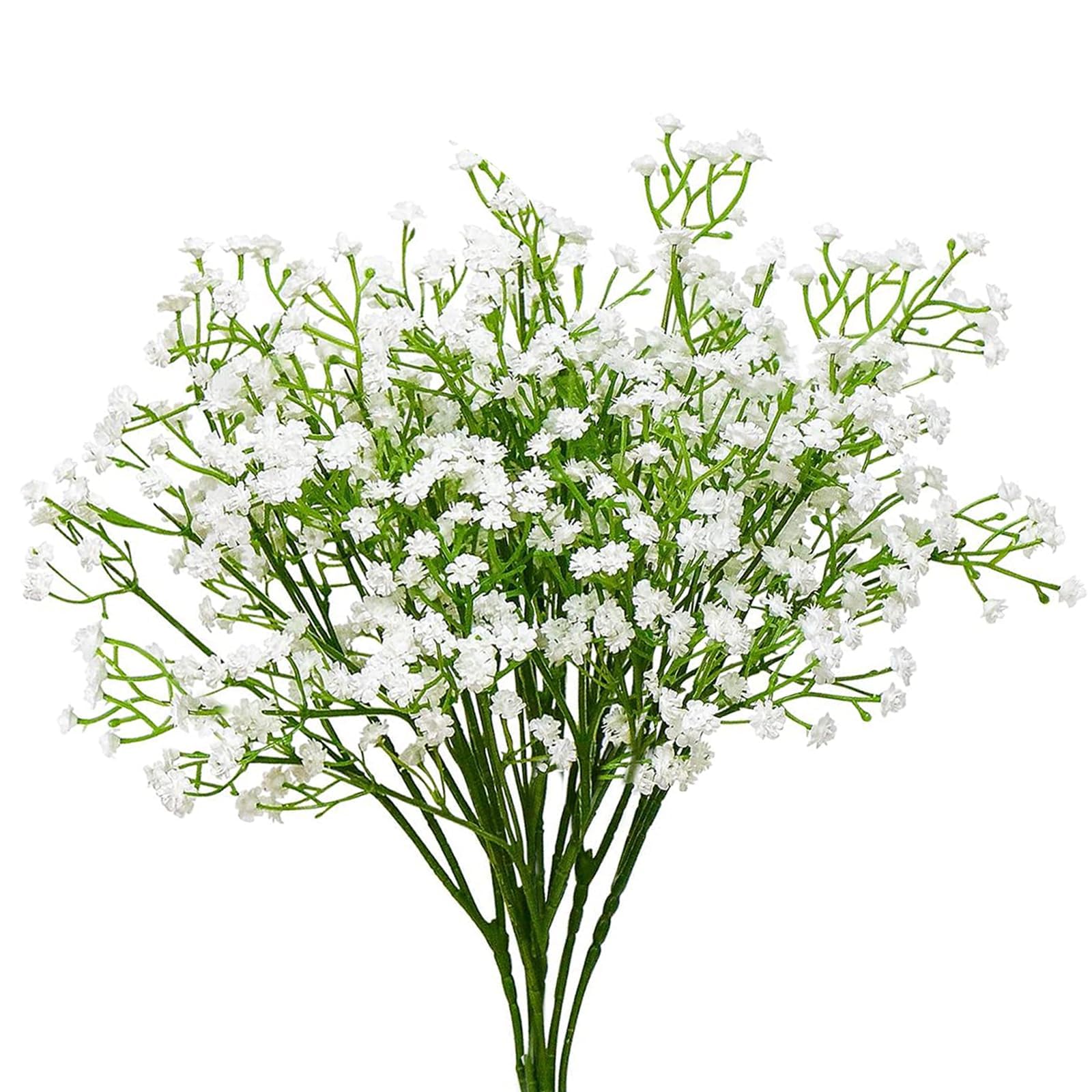 Gypsophila Artificial Flowers for Decoration, 10pcs Fake Decorative White Artificial Faux, Babysbreath Flower Outdoor for Wedding Party Home Decor, Made of Plastic, Soft and Durable