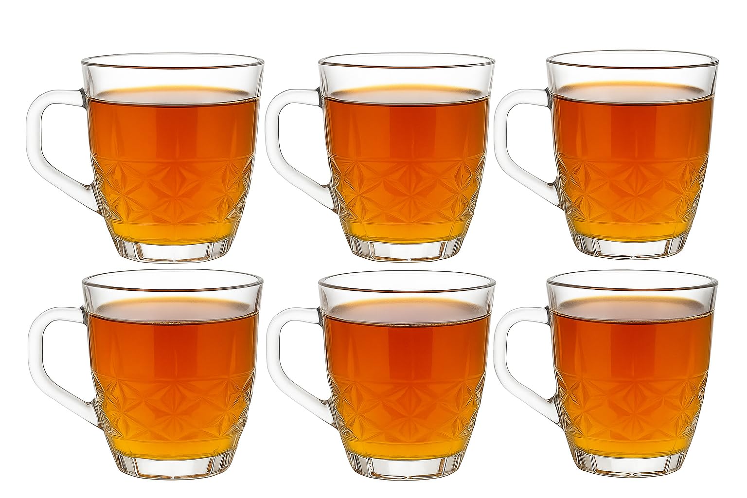 6 Pcs Tea Glass Mug Set With Handle, 235ml | 6 Pcs Clear Glass Coffee Mugs Premium Quality Glassware | Elegant & Highly Durable | Perfect For Coffee,Black Tea,Green Tea,Latte,Cappuccino,Hot Chocolate