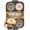 BRONYPRO Silicone Donut Pan for Baking with Metal Frame, 3.35 Inch Large doughnut pan,donut molds for baking Nonstick Non Toxic Bakeware for Oven, Brown