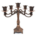 Metal Candelabra 5-Candle 10.1 Inch Tall Candle Holder Stick for Home Wedding Event and Party Festival,Red Bronze