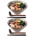 NJCHARMS Ceramic Ramen Bowls set, Noodles Soup Bowls, 2 Sets (6 Piece) 60 Ounce, Large Japanese Ceramic Ramen Bowl with Spoons and Chopsticks for Salad, Udon Pho Asian Noodles, Imitation pottery
